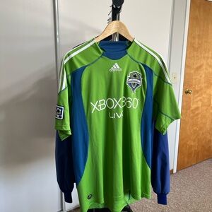 Adidas Seattle Sounders MLS Lime Green and Navy Jersey